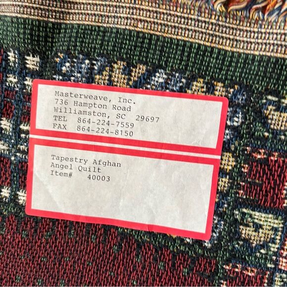 NWT Vintage Masterweave Inc Angel Quilt Tapestry Afghan Throw Blanket 55 X 73 In - Picture 7 of 9